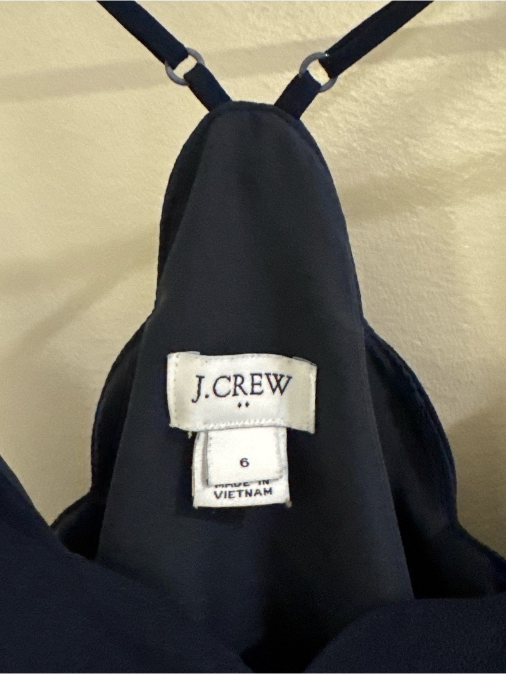 J.Crew Navy Scalloped Camisole Tank Top Size 6 Adjustable Straps Lined - Picture 7 of 8